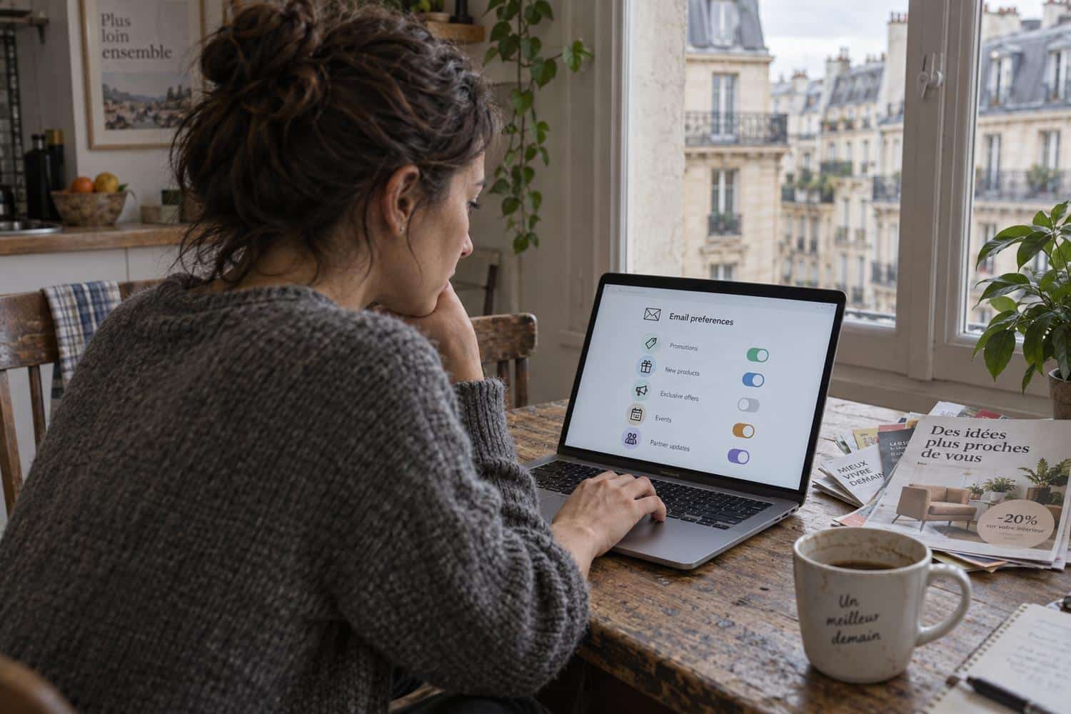 Un bouton de désinscription illustre le choix des clients en opt-out
