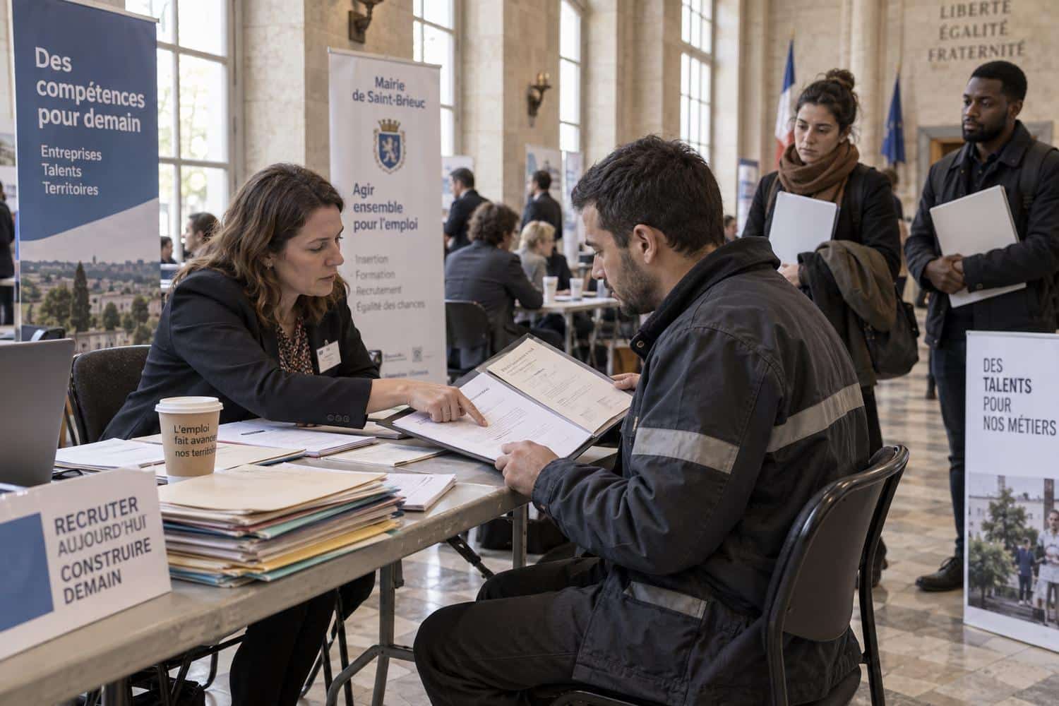 Des CV empilés devant un poste vacant illustrent la pénurie de compétences
