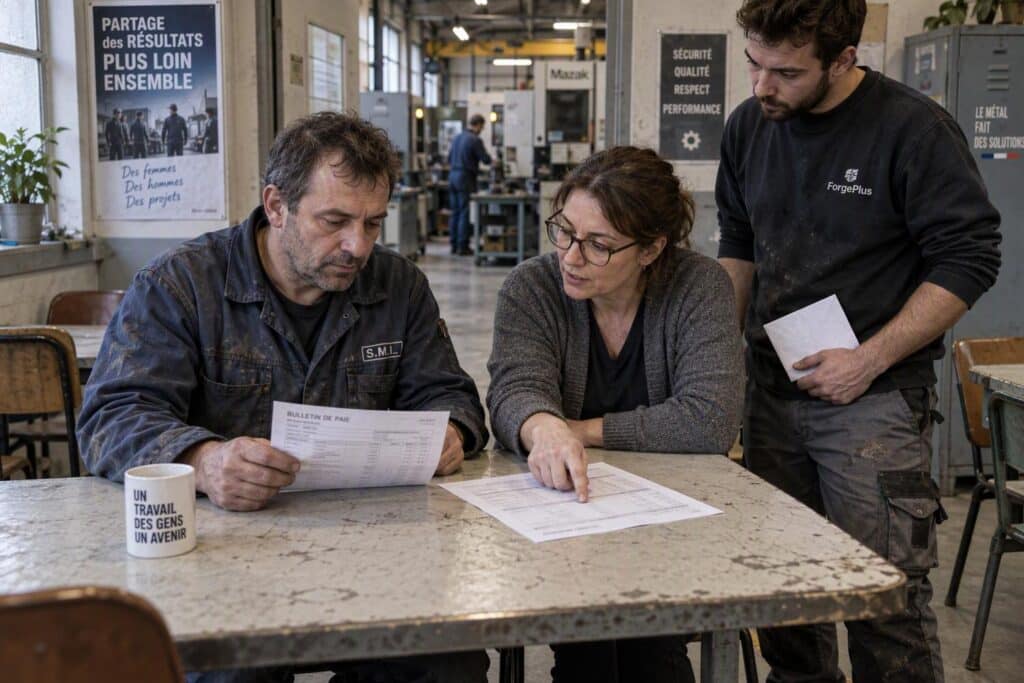 Des salariés réunis pour évoquer la prime de partage de la valeur